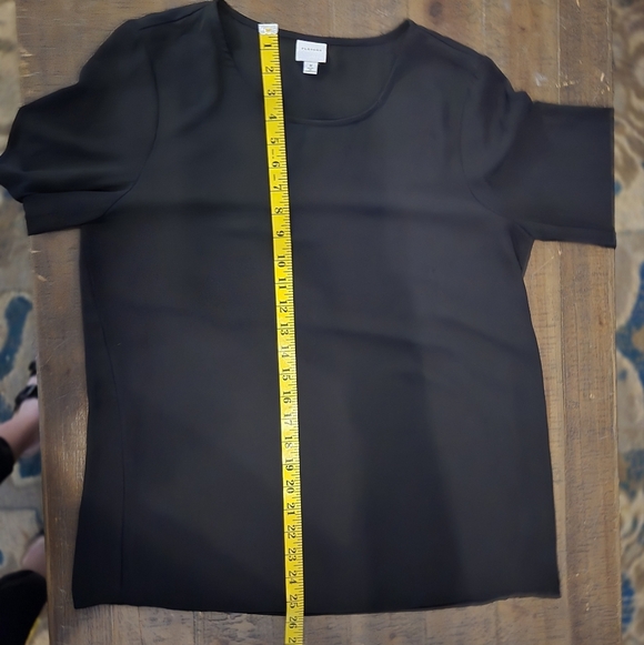 Pleione Medium Black Blouse with Ruffle Sleeves Light Weight Sheer Minimalist - Picture 8 of 8